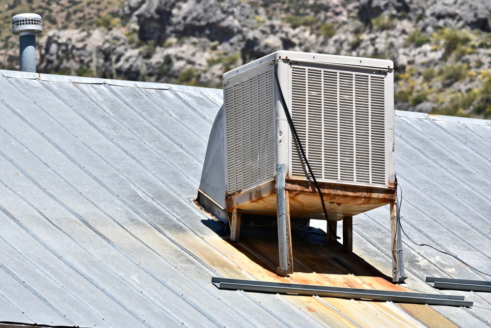 Evaporative Cooler on top of a Roof