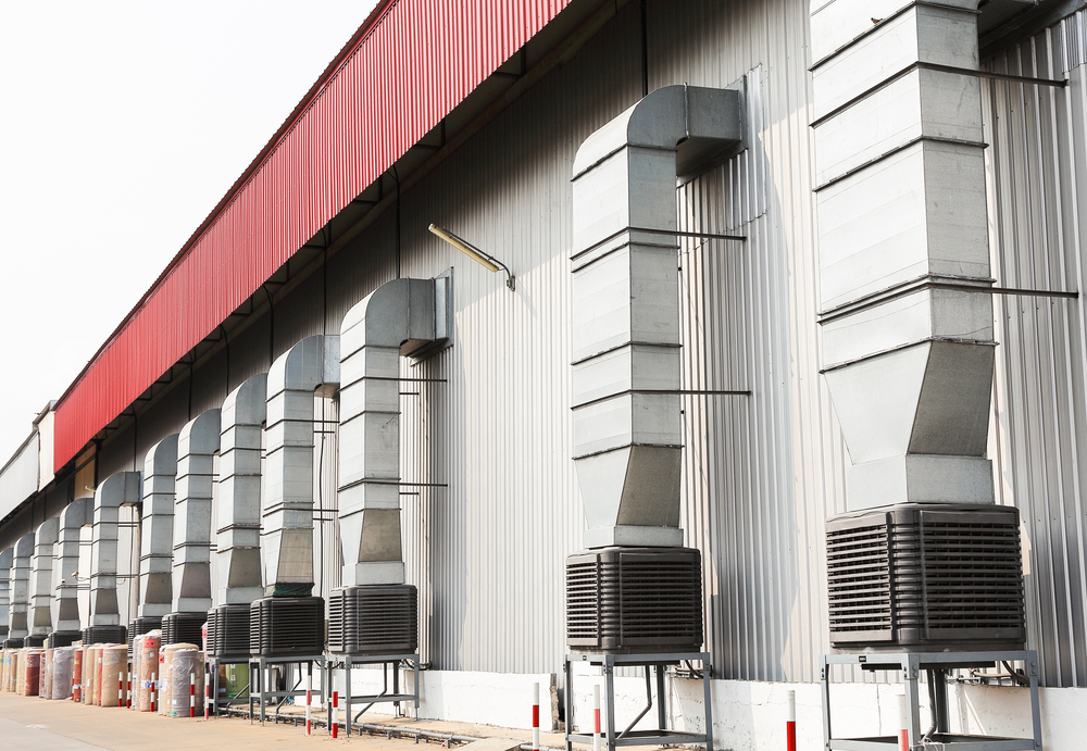 Industrial Evaporative Cooler System in a factory